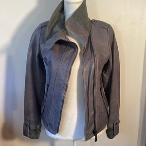 Doma Gray Leather/Wool Asymmetrical Jacket